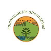 logo communautés alternatives arbre montagne et rivière